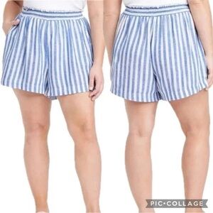 AVA & VIV LINEN BLEND STRIPED SHORTS SZ XL ELASTIC WAISTBAND LIGHTWEIGHT SZ 0X